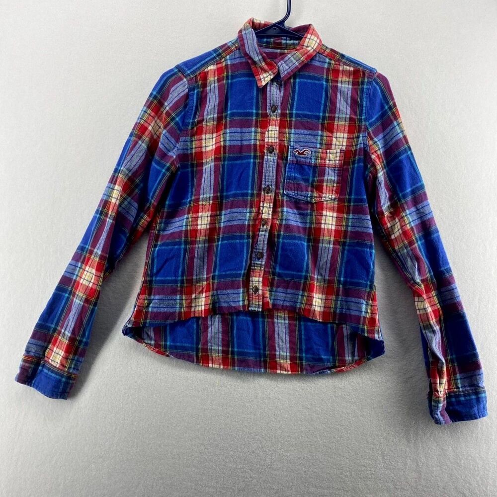 Hollister Red and Blue Long Sleeved Flannel Womens Size M